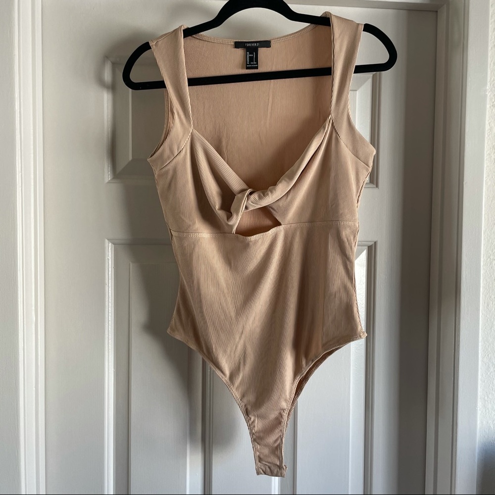 NWOT Tan Cut Out Bodysuit